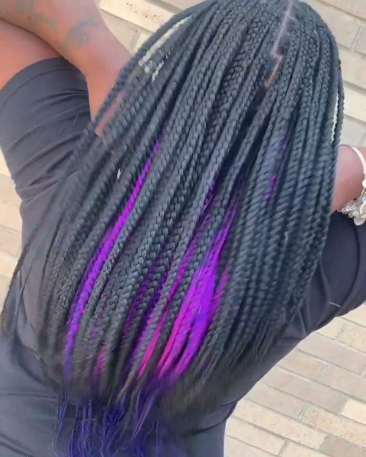 Black And Purple Peekaboo Braids