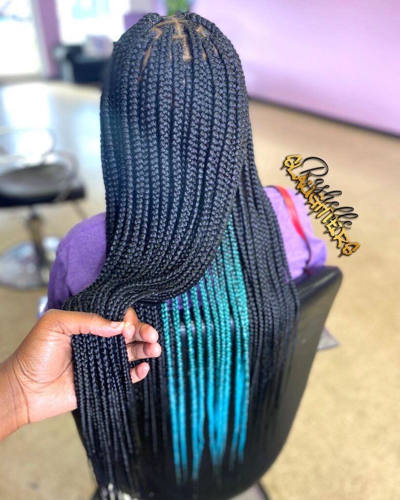 Teal in Black Peekaboo Hairstyle