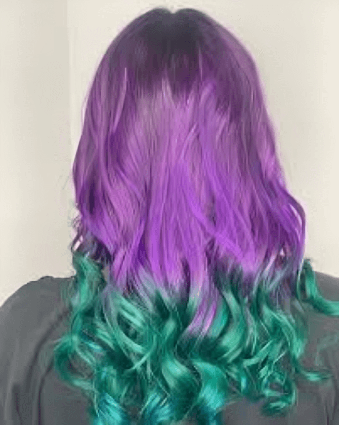 Purple and green ombre hair