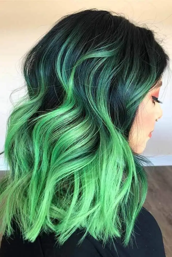 black and green ombre hair