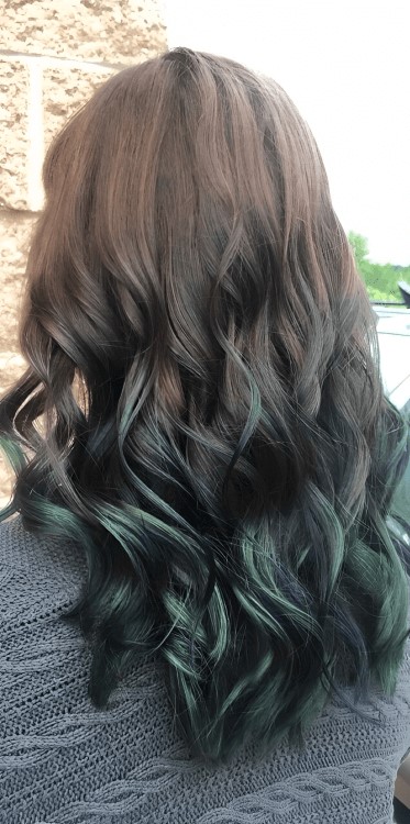 brown to green ombre hair