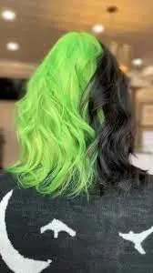 half black half green hair