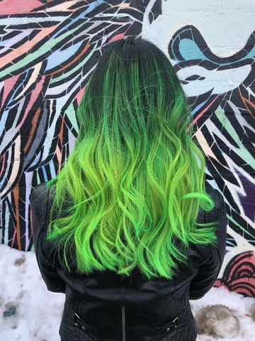 neon green ombre hair