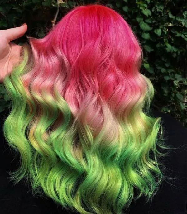 pink and green ombre hair